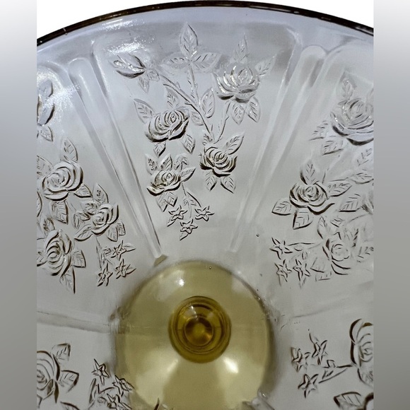 𝅺1930'S Federal Glass Company Cabbage Rose Yellow Candy Dish - Picture 9 of 9